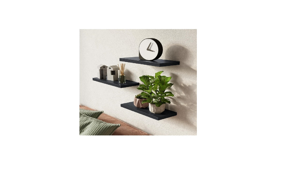 Floating Wall Mounted Shelves (Set of 3) - Black