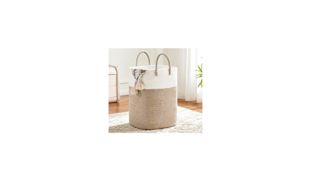 60L Cotton Rope Woven Laundry Basket - Brown