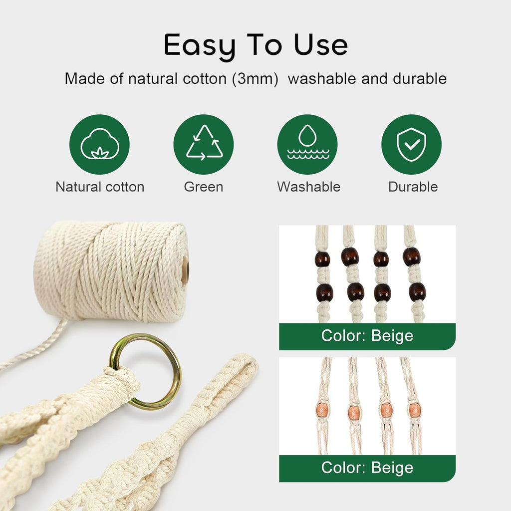 5 Packs Macrame Plant Hangers with 5 Hooks, Different Tiers Handmade Cotton Rope Hanging Planters Set Flower Pots Holder Stand for Indoor Outdoor Boho Home Decor