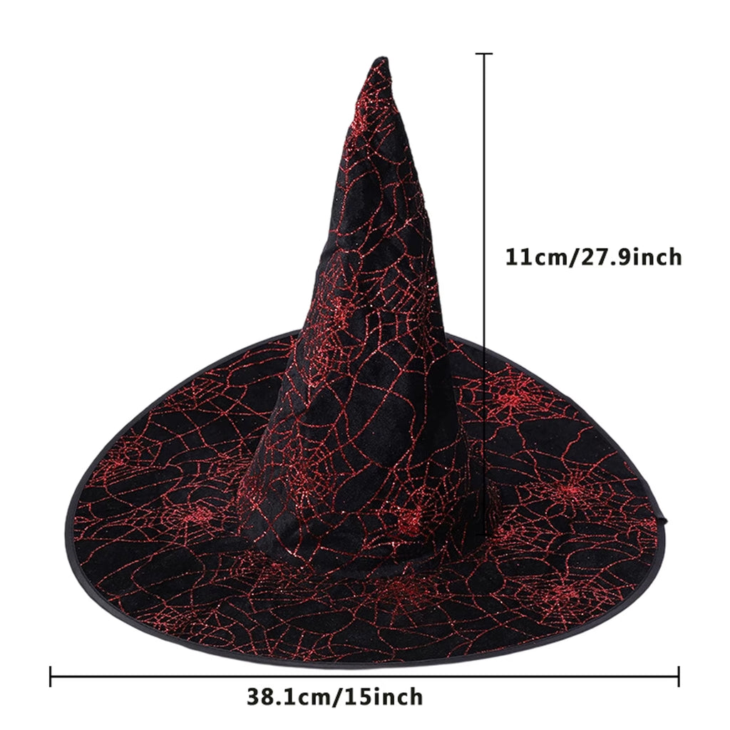 Black Lace Witch Hat w/Skull and Crossbones
