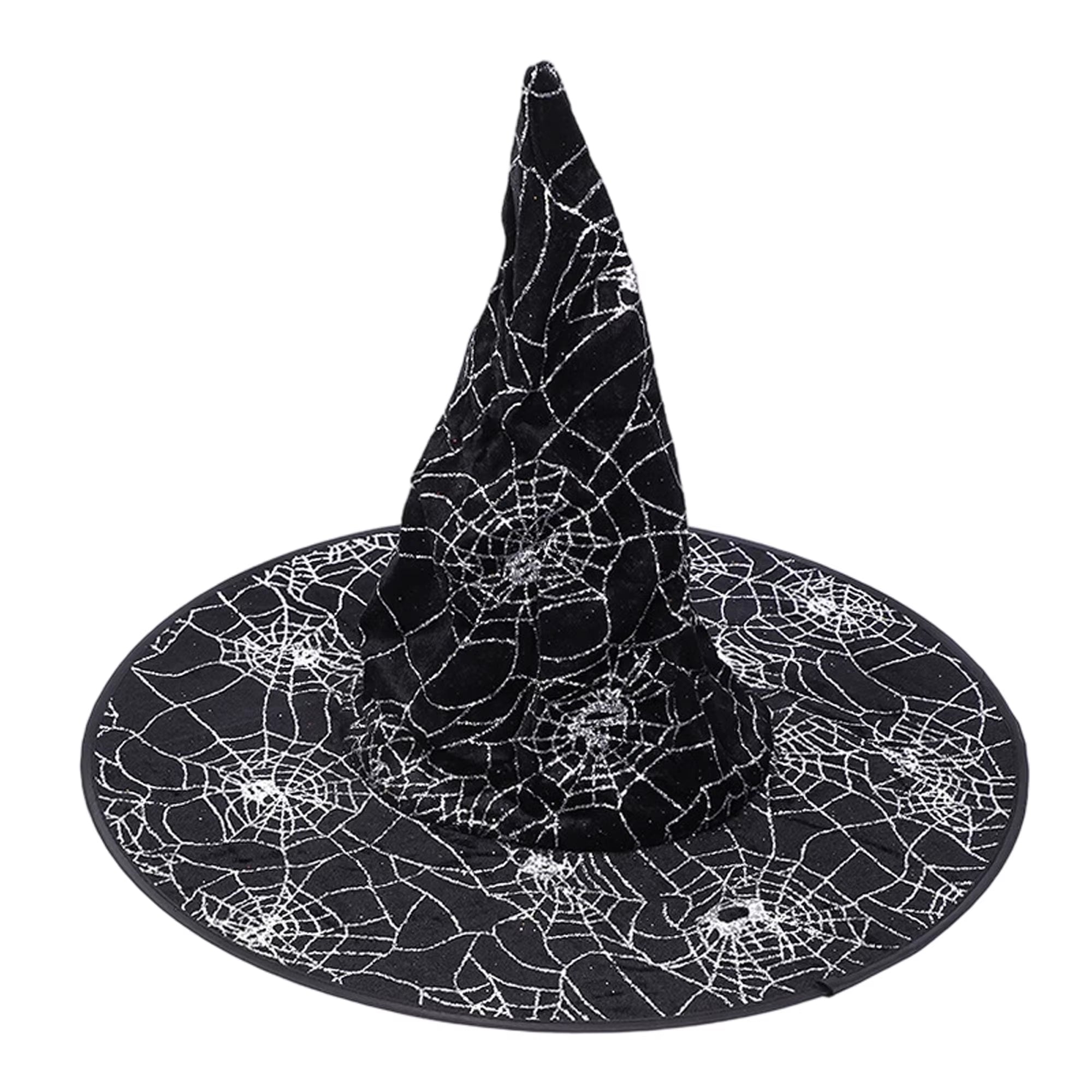 Black Lace Witch Hat w/Skull and Crossbones