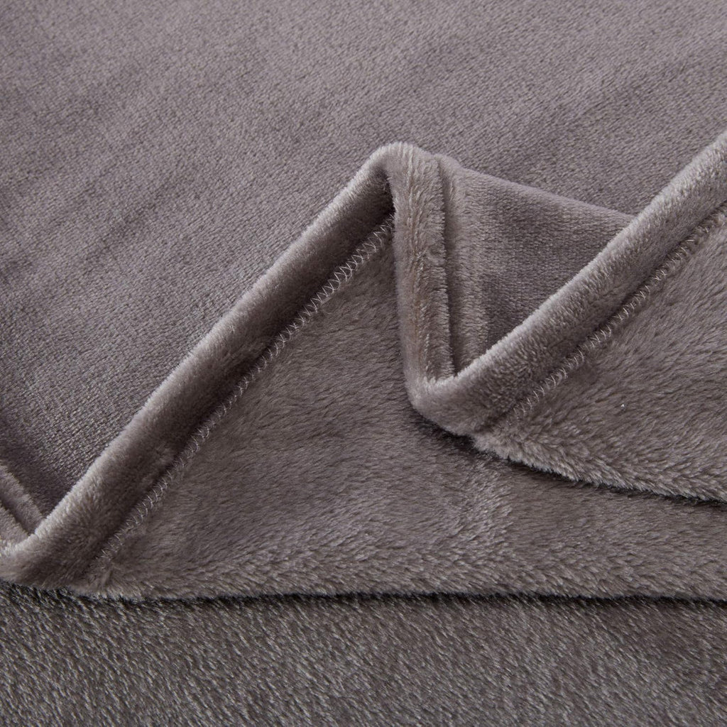 Grey Fleece Blanket Super Soft Cozy Throw Flannel Blanket, Lightweight Comfy Fuzzy Blanket Plush Throw Blankets for Couch, Sofa, Bed, Camping, Travel, 90X90Inches