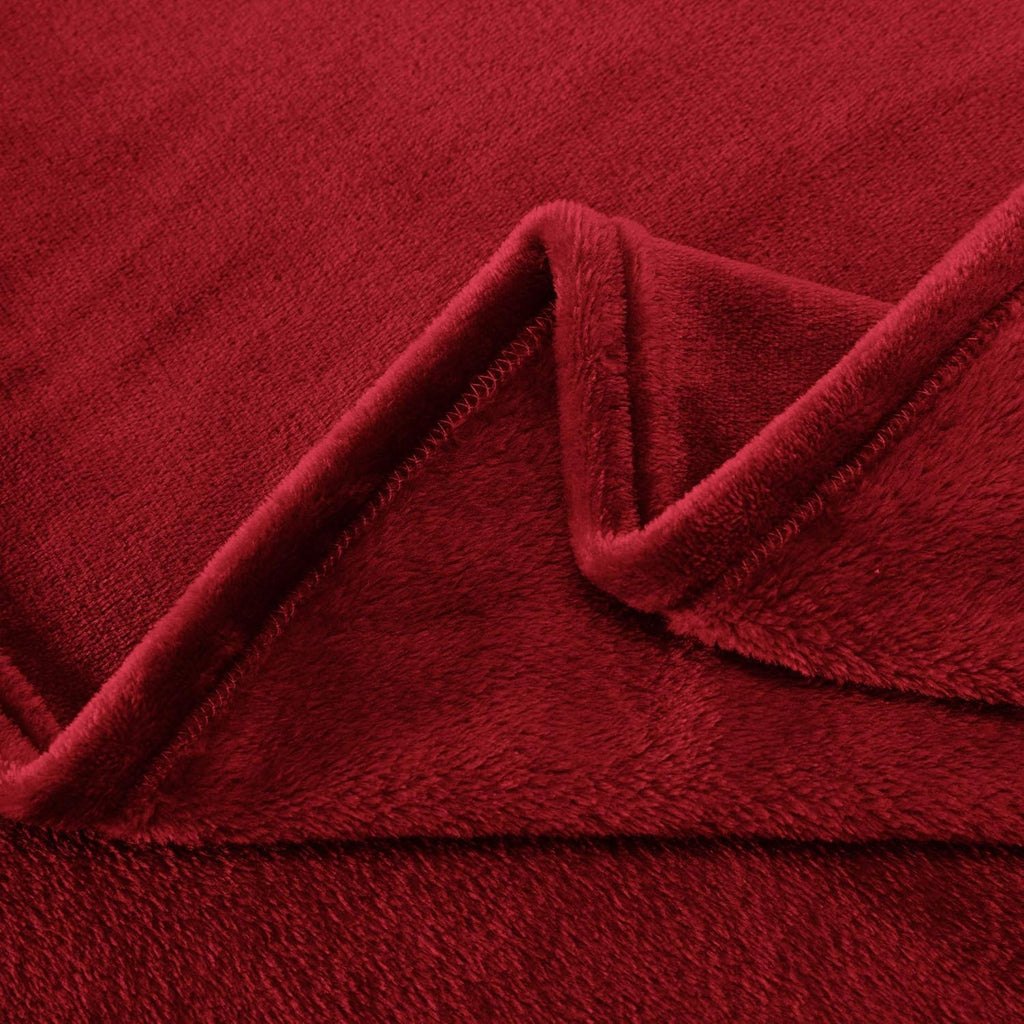 Burgundy Fleece Blanket Super Soft Cozy Throw Flannel Blanket, Lightweight Comfy Fuzzy Blanket Plush Throw Blankets for Couch, Sofa, Bed, Camping, Travel, 50X60Inches