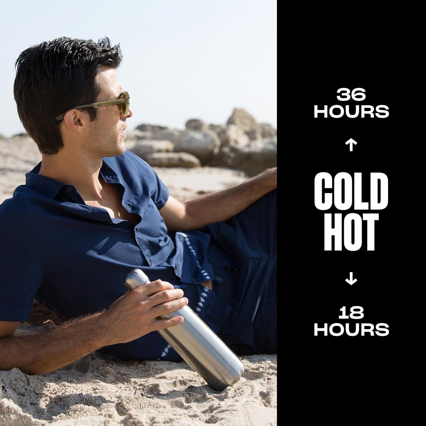 Stainless Steel Water Bottle - 17 Fl Oz - Silver Lining - Triple-Layered Vacuum-Insulated Containers Keeps Drinks Cold for 36 Hours and Hot for 18 - Bpa-Free - Perfect for the Go