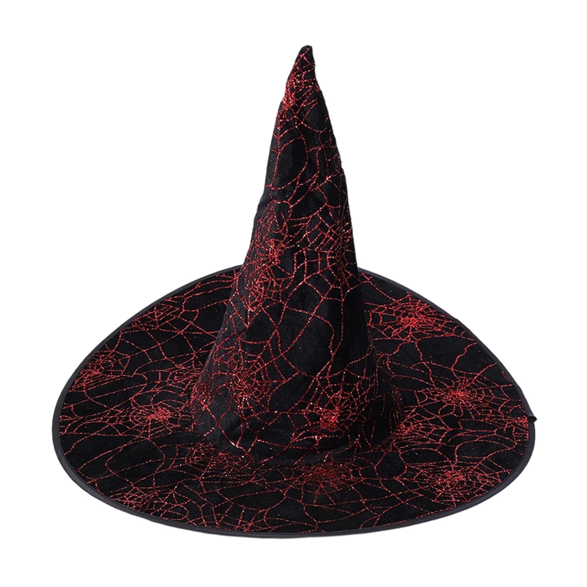 Black Lace Witch Hat w/Skull and Crossbones