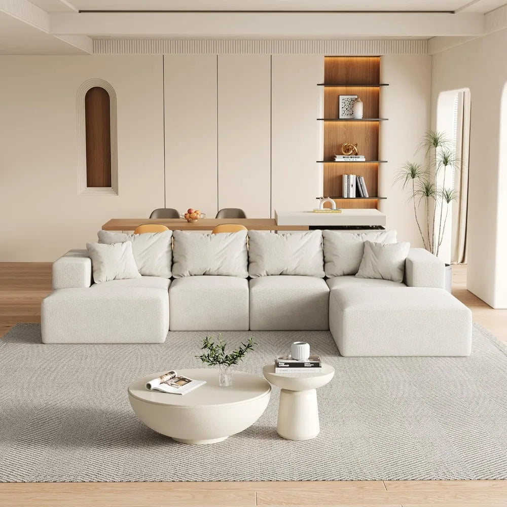 132" Modular L-Shaped Upholstered Sectional Sofa