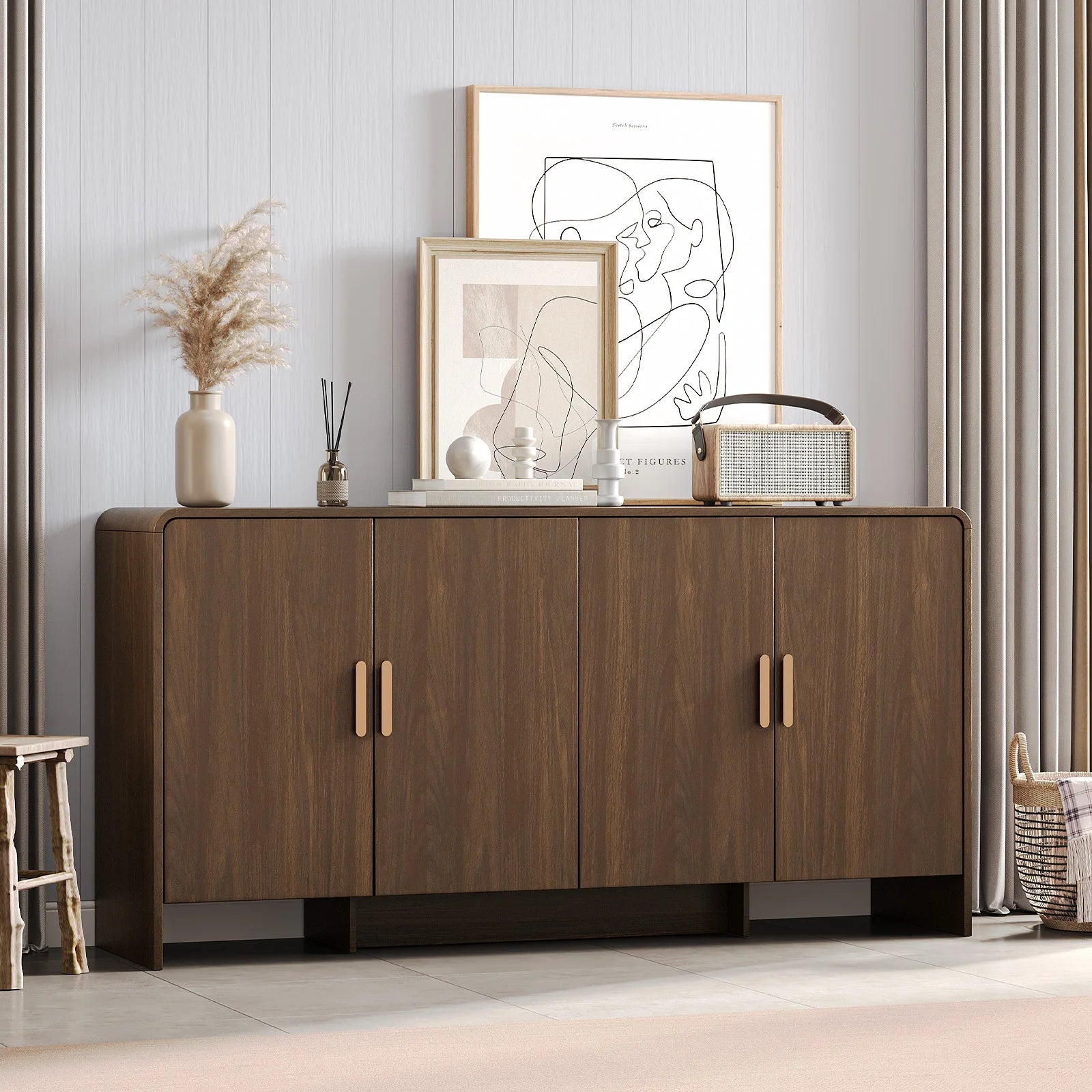 60" Farmhouse 4 Door Sideboard