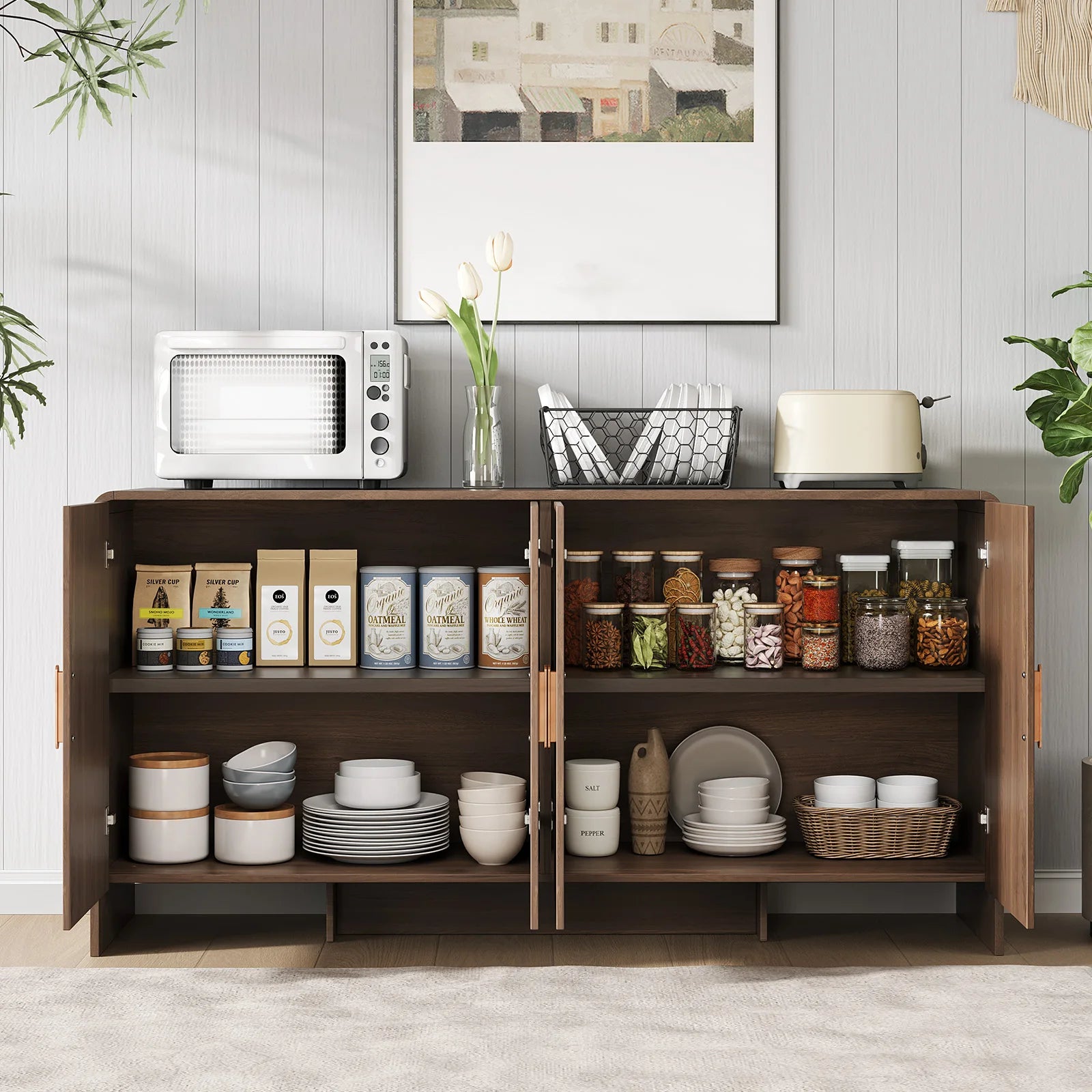 60" Farmhouse 4 Door Sideboard