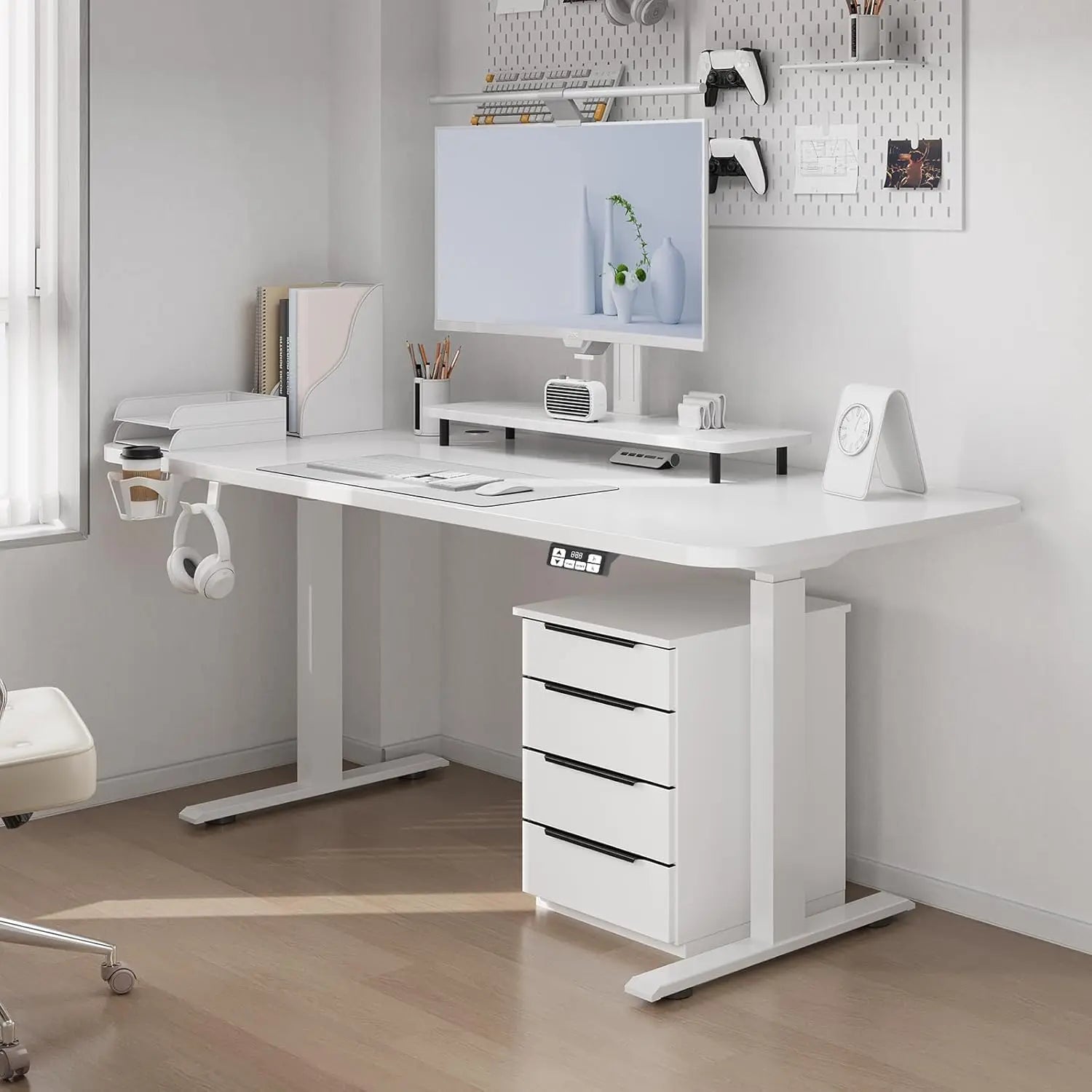 63" x 24" Electric Adjustable Standing Desk - White