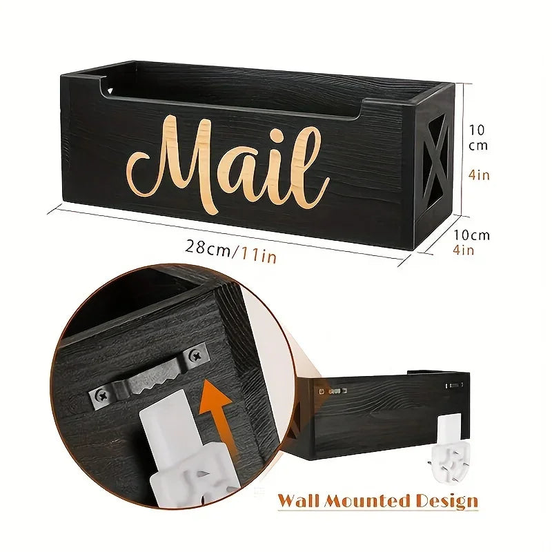 Wooden Wall Mount/Desktop Storage Box - Mail