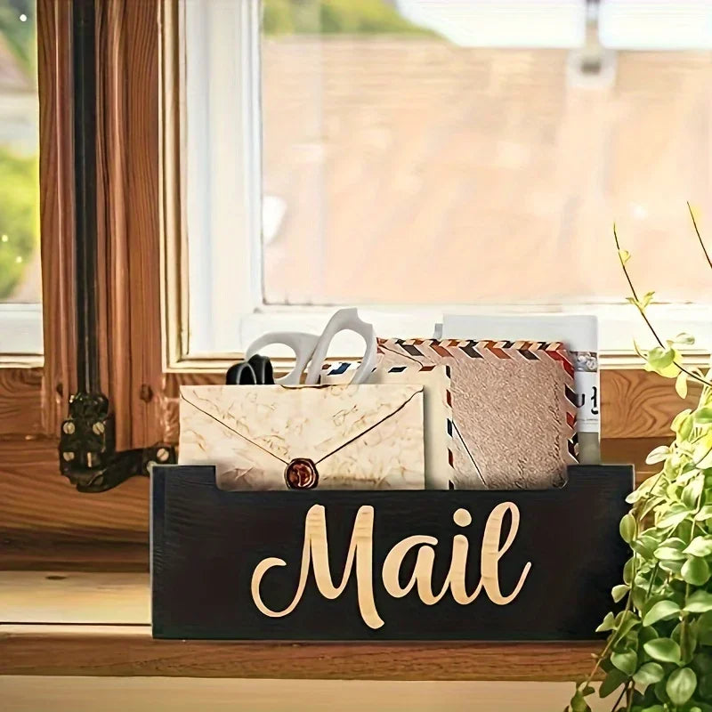 Wooden Wall Mount/Desktop Storage Box - Mail