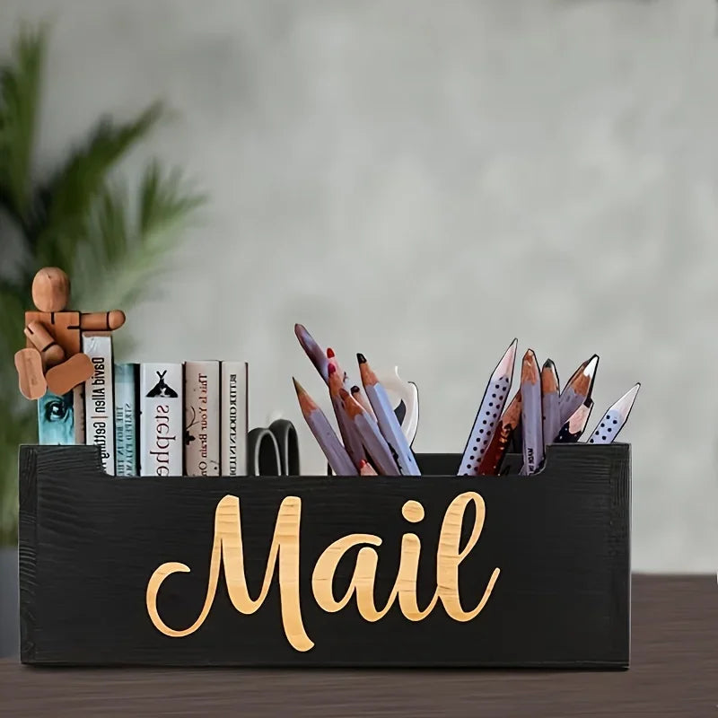 Wooden Wall Mount/Desktop Storage Box - Mail