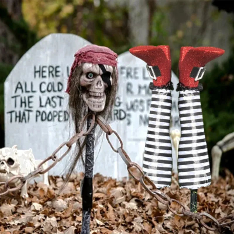 Upside Down Witch Legs 2pc Halloween Lawn Ornament