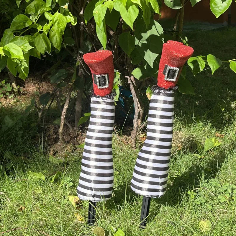 Upside Down Witch Legs 2pc Halloween Lawn Ornament