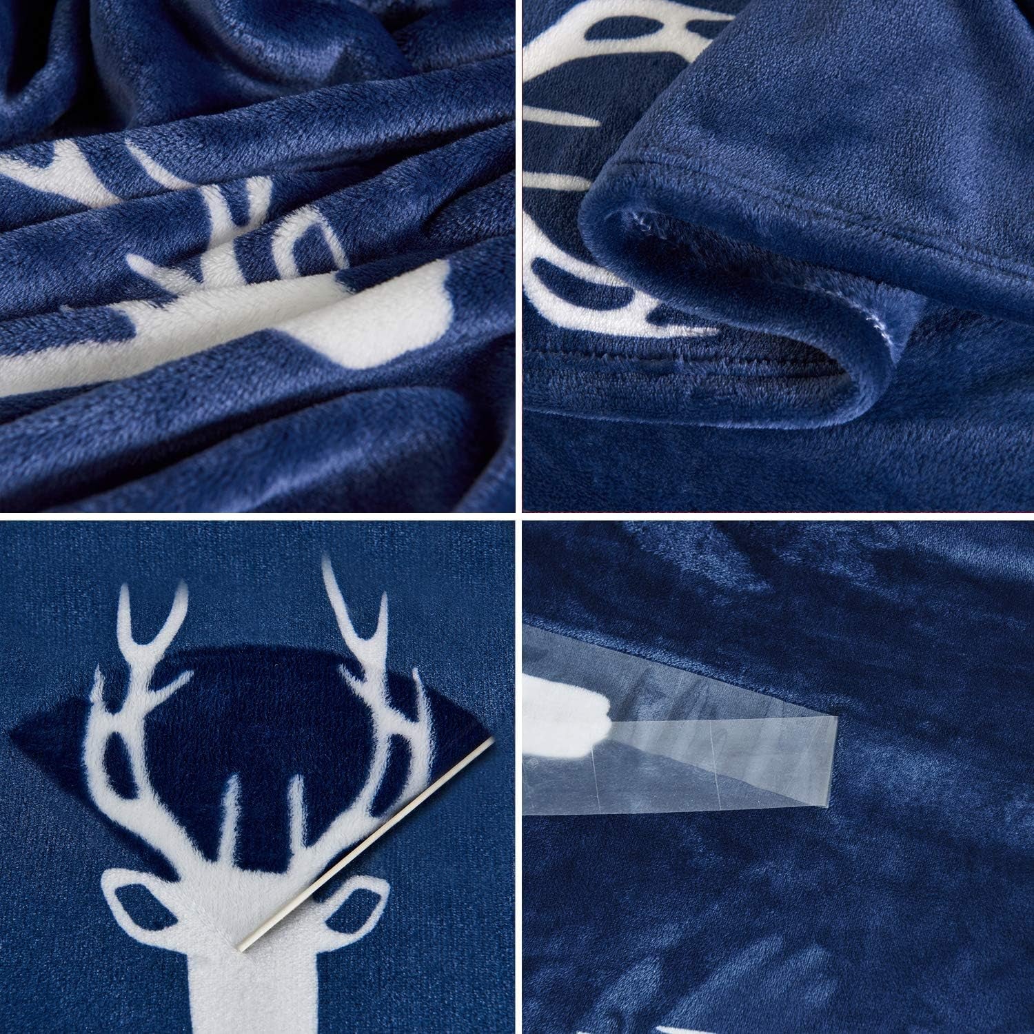Plush Queen Size Flannel Fleece Blanket, Soft Microfiber Cozy Lightweight Solid Color Bed Couch Blanket for All Season, Deer