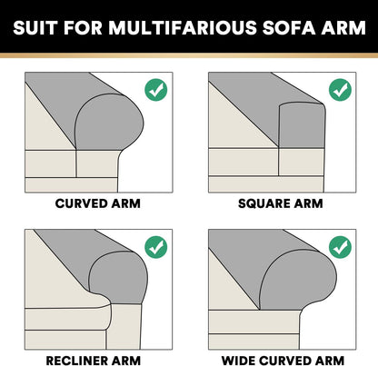 2 Pack Thick Velvet Stretch Armrest Covers for Chairs and Sofas - Non Slip, Grey