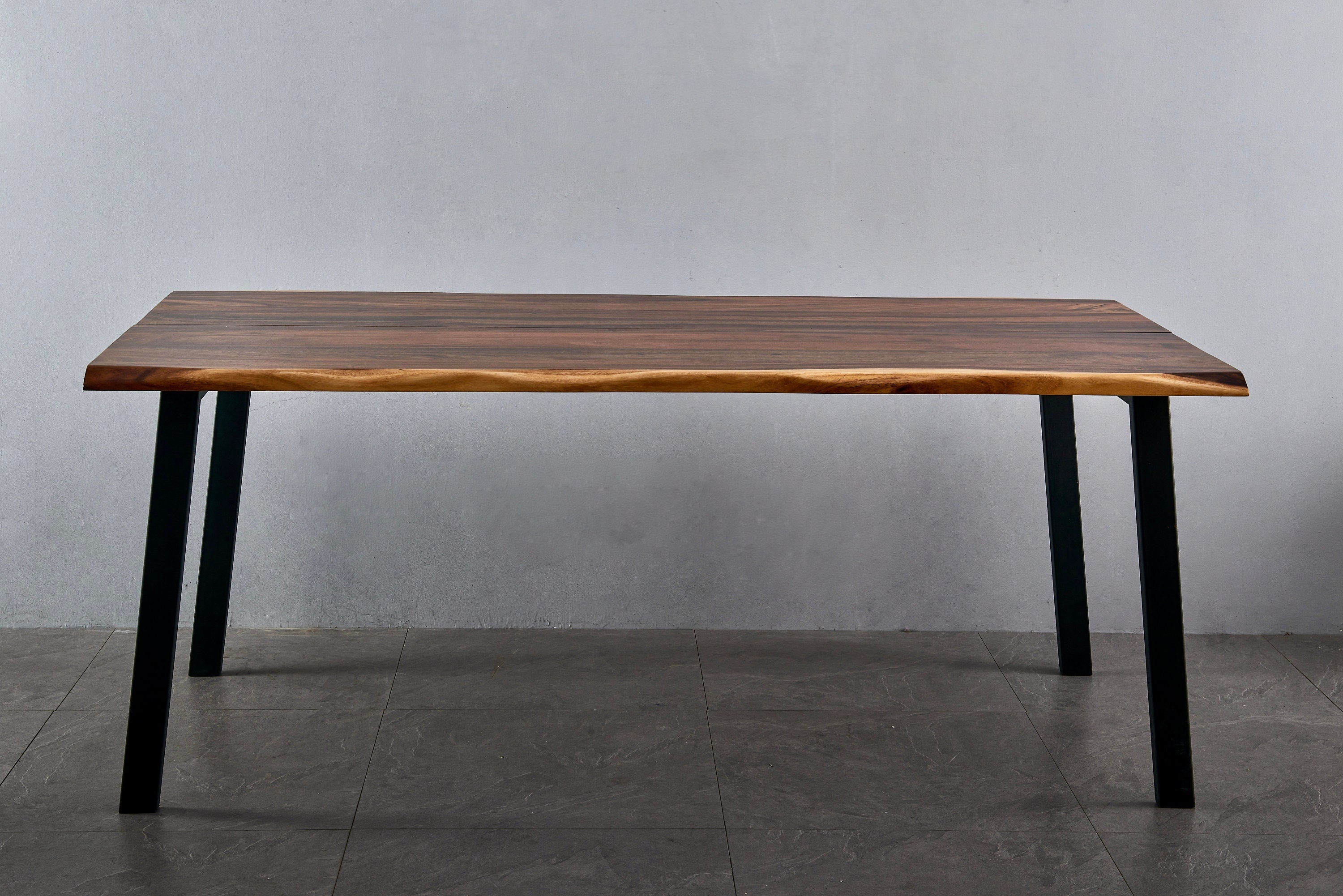 Dining Table - Live Edge Dining Table, Walnut Table, Modern Table, Wood Table, Large Kitchen Table with Steel Legs, 72" Dining Table
