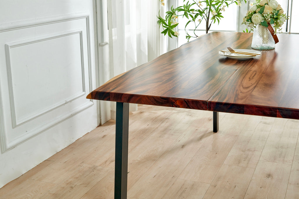 Dining Table - Live Edge Dining Table, Walnut Table, Modern Table, Wood Table, Large Kitchen Table with Steel Legs, 72" Dining Table
