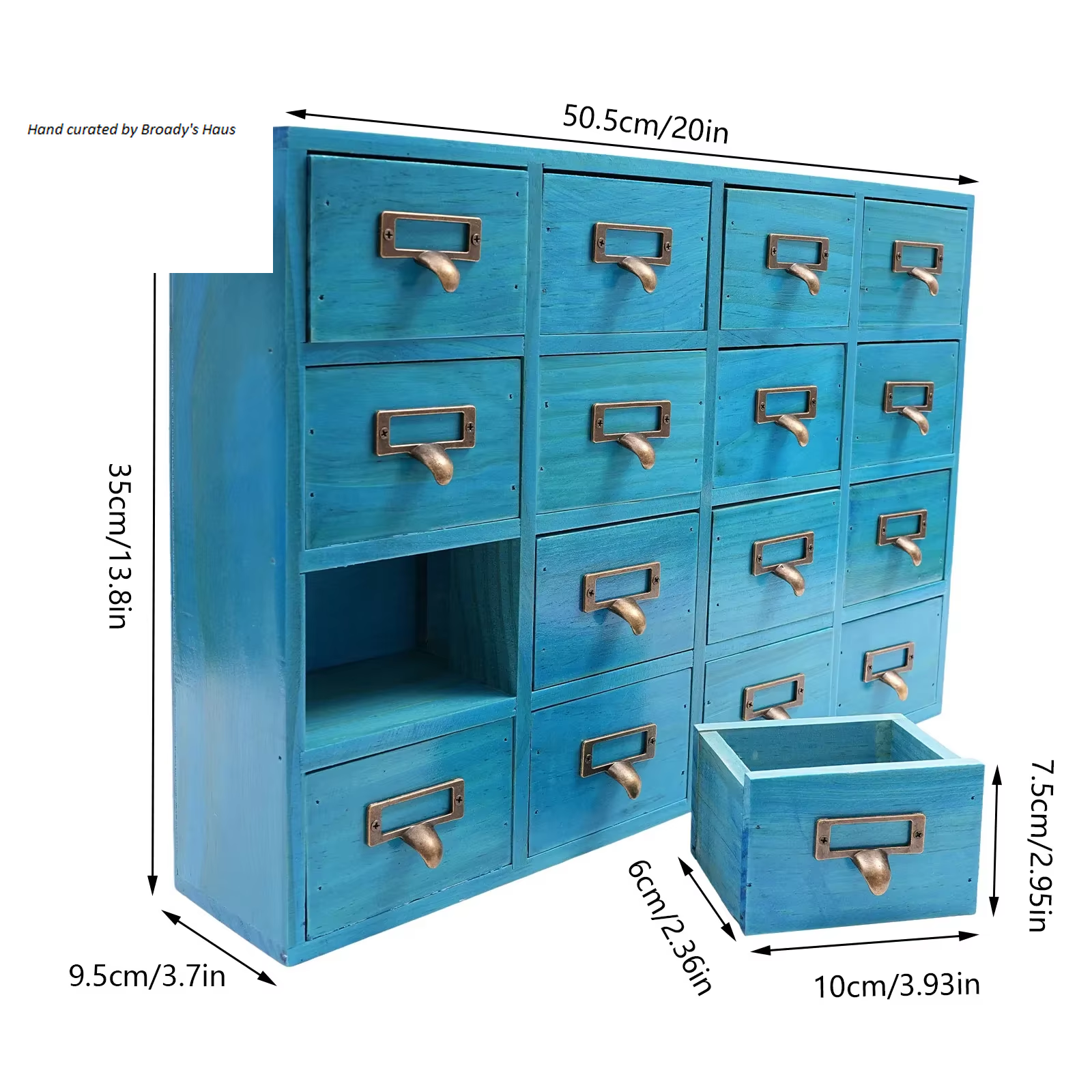 16-Drawer Wood & Metal Desktop Apothecary Storage Chest