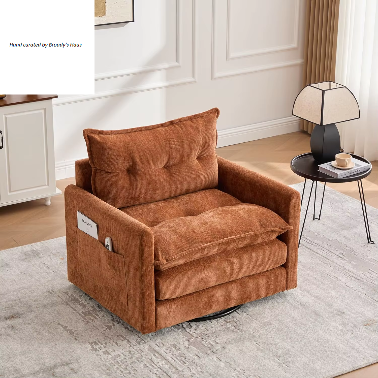 Contemporary Chenille Swivel Chair