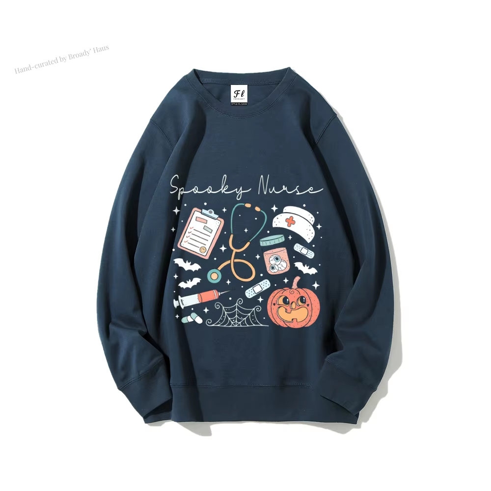 Halloween Themed Graphic Sweatshirt - Spooky Nurse