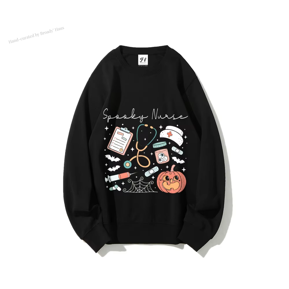 Halloween Themed Graphic Sweatshirt - Spooky Nurse