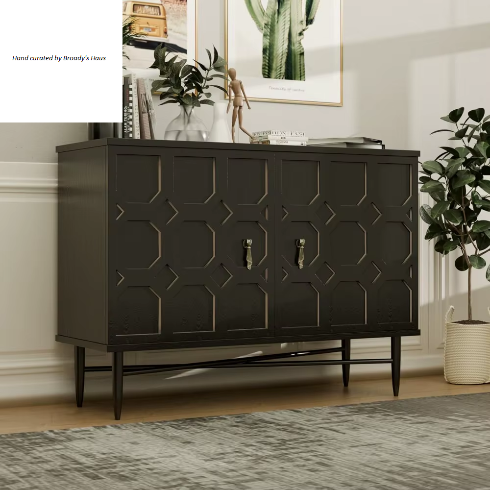 2-Door Carved Fluted Wood Decorative Sideboard