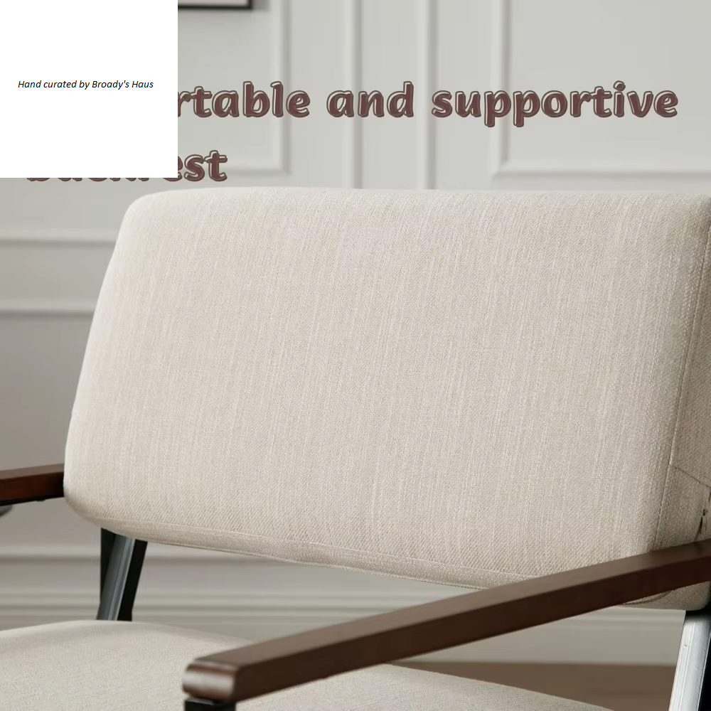 Mid Century Modern Linen Upholstered Accent Chairs - Set of 2