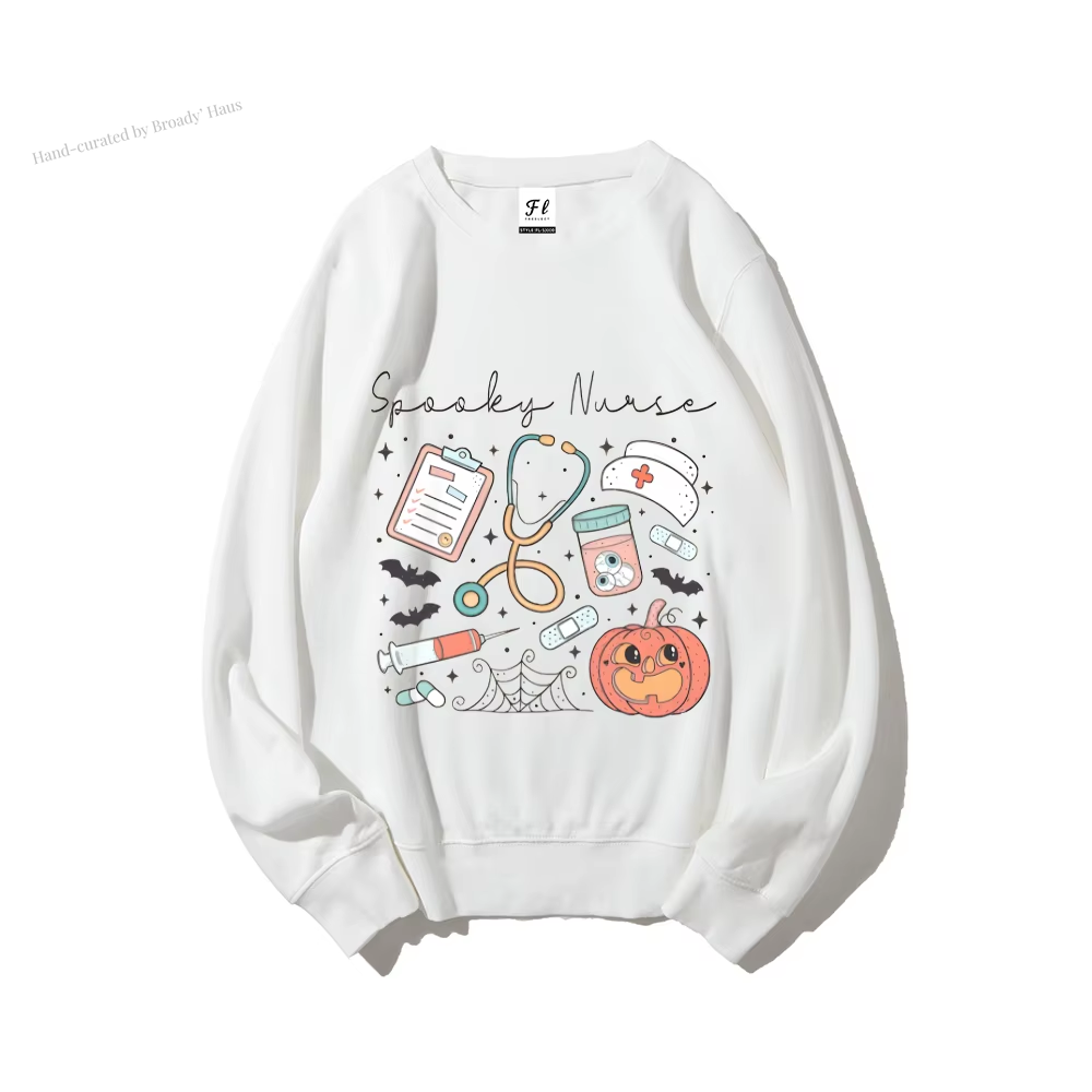 Halloween Themed Graphic Sweatshirt - Spooky Nurse