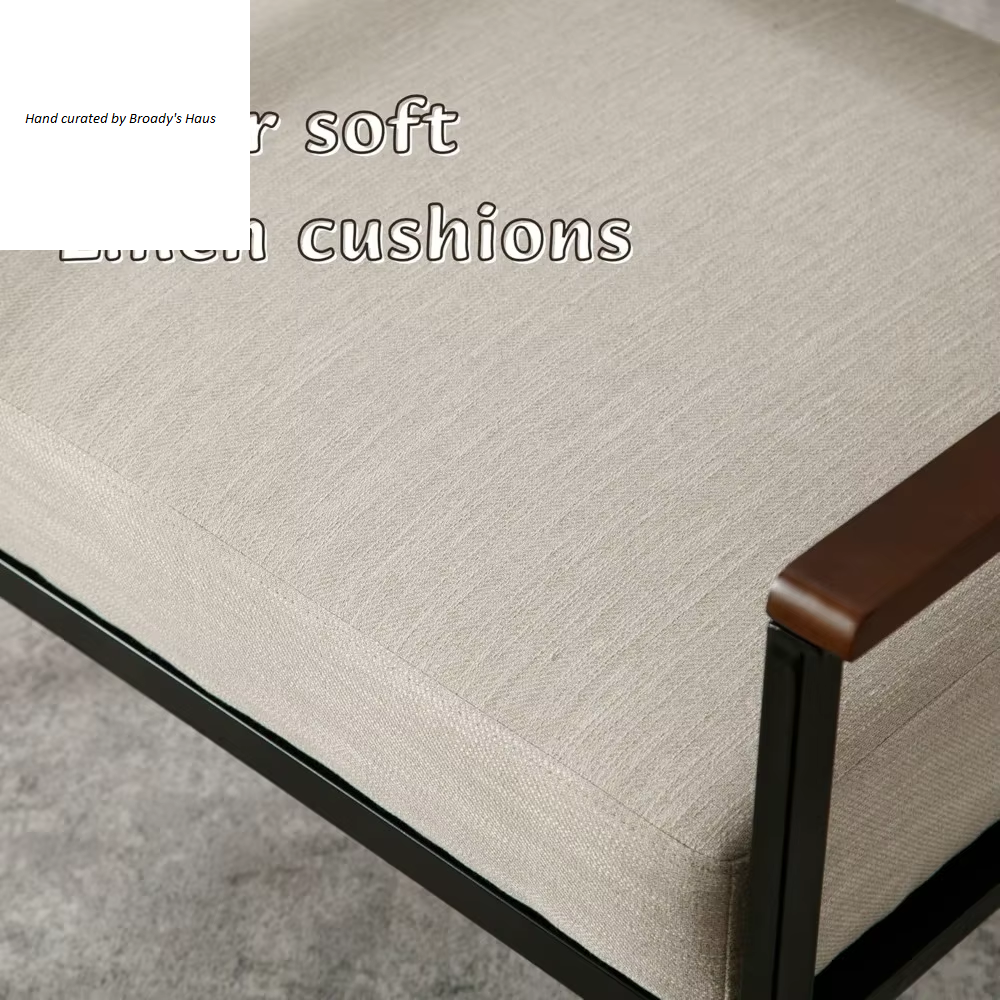 Mid Century Modern Linen Upholstered Accent Chairs - Set of 2