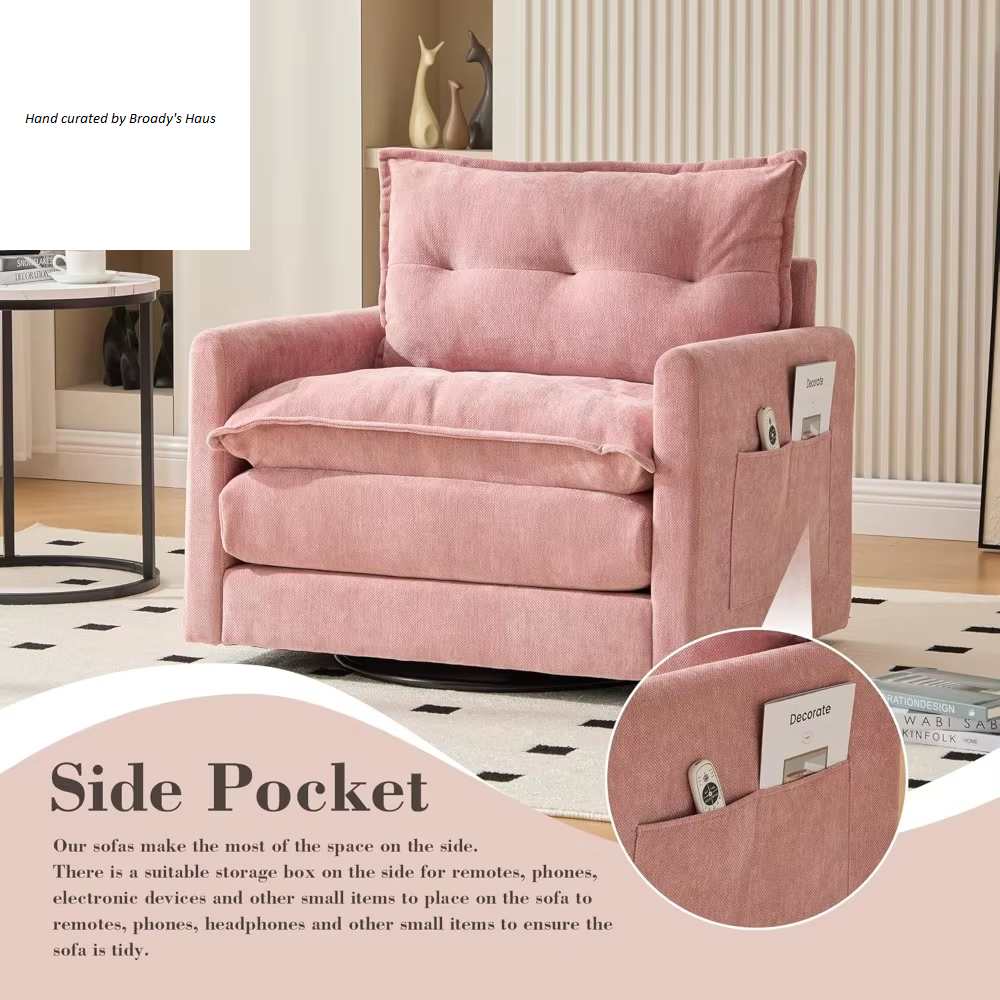 Contemporary Chenille Swivel Chair