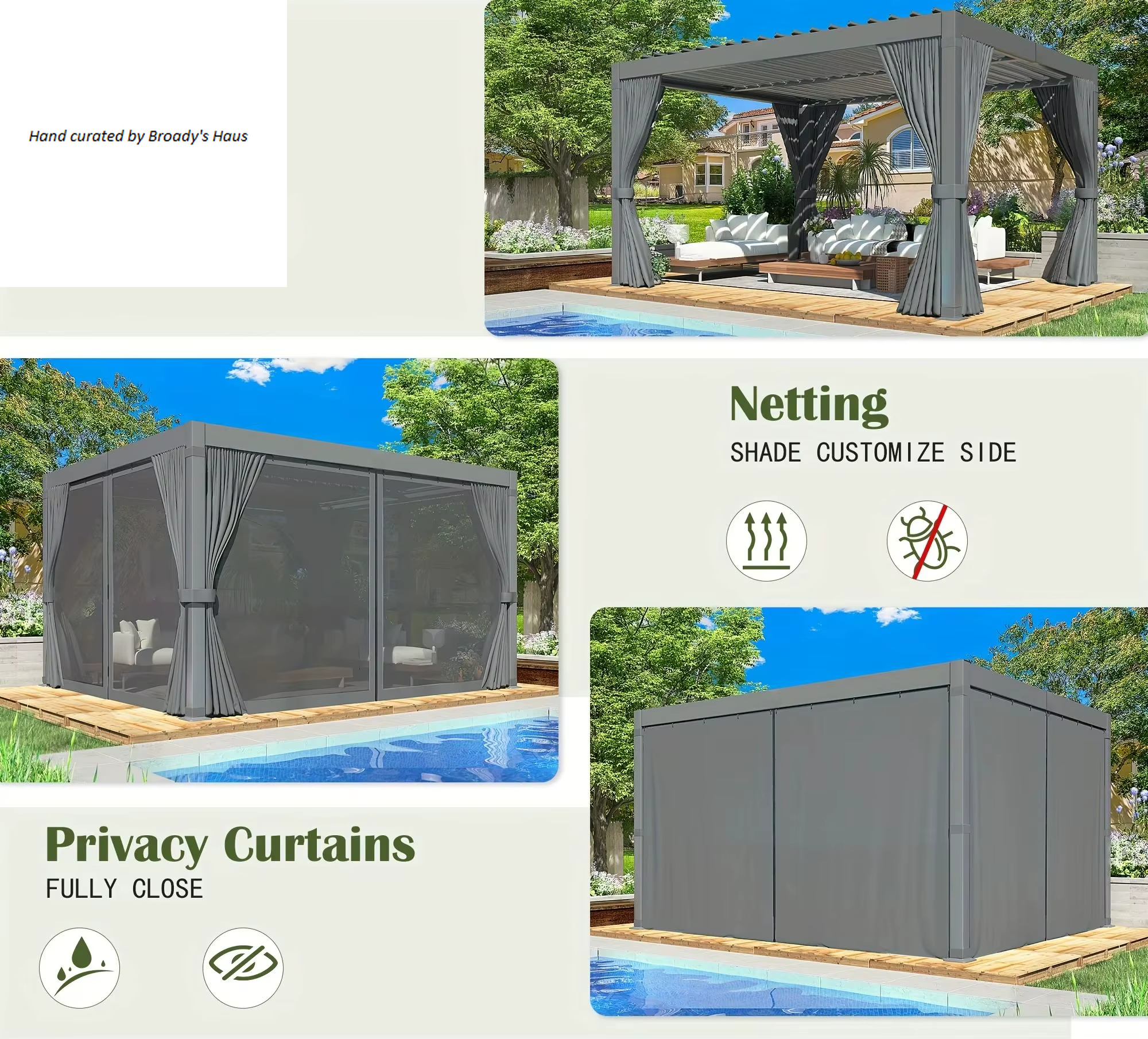 10' x 12' Aluminum Louvered Adjustable Waterproof Roof Pergola
