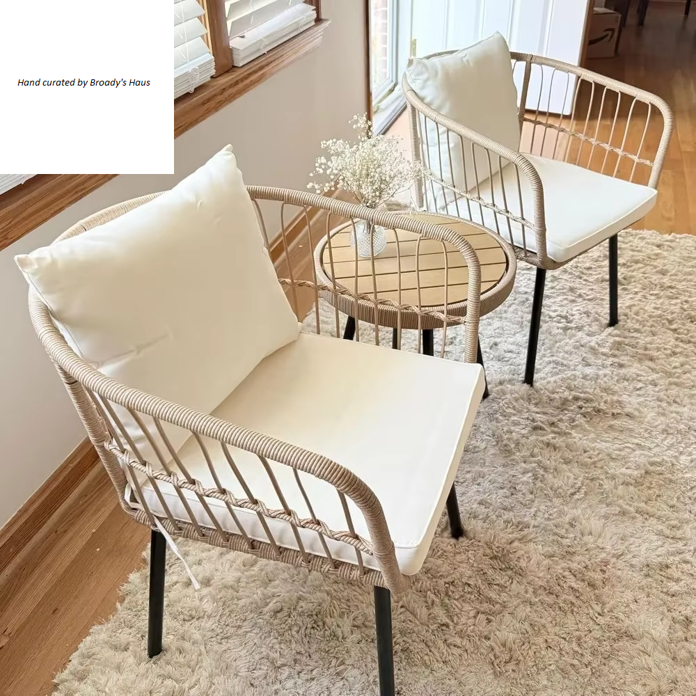 Accent Chairs Set of 2 Mid-Century Modern Chair with Pillow Upholstered Lounge Arm Chair with Side Table & Soft Cushion