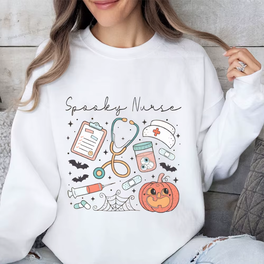 Halloween Themed Graphic Sweatshirt - Spooky Nurse