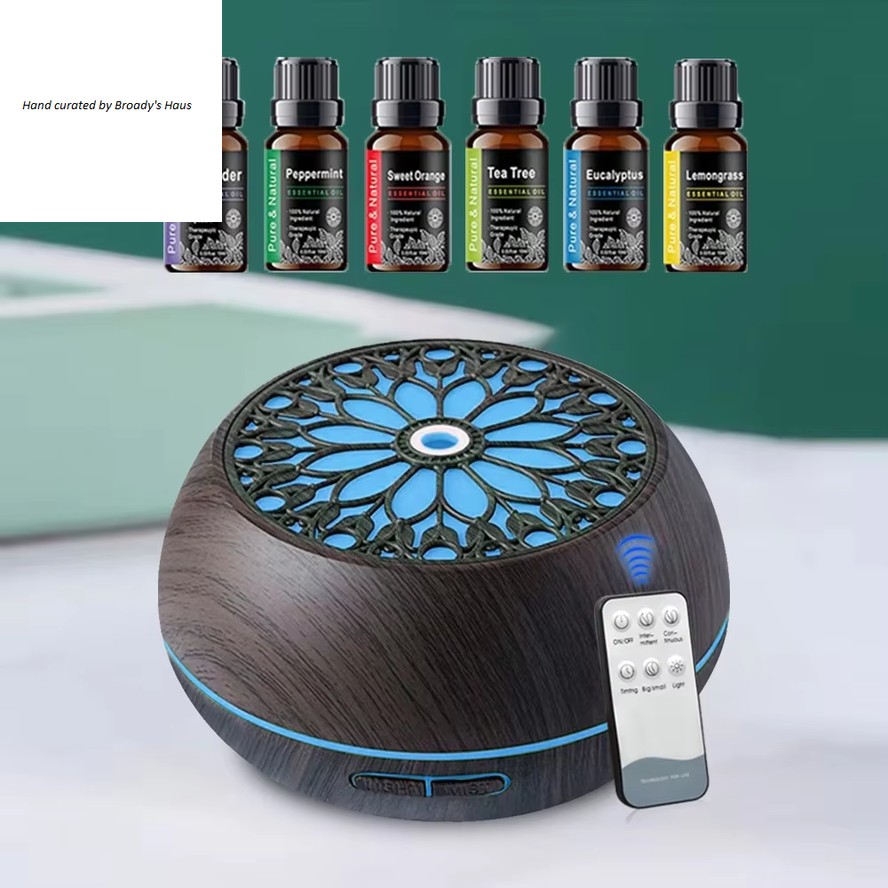 550Ml Essential Oil Diffuser w/Remote and 6 Essential Oils
