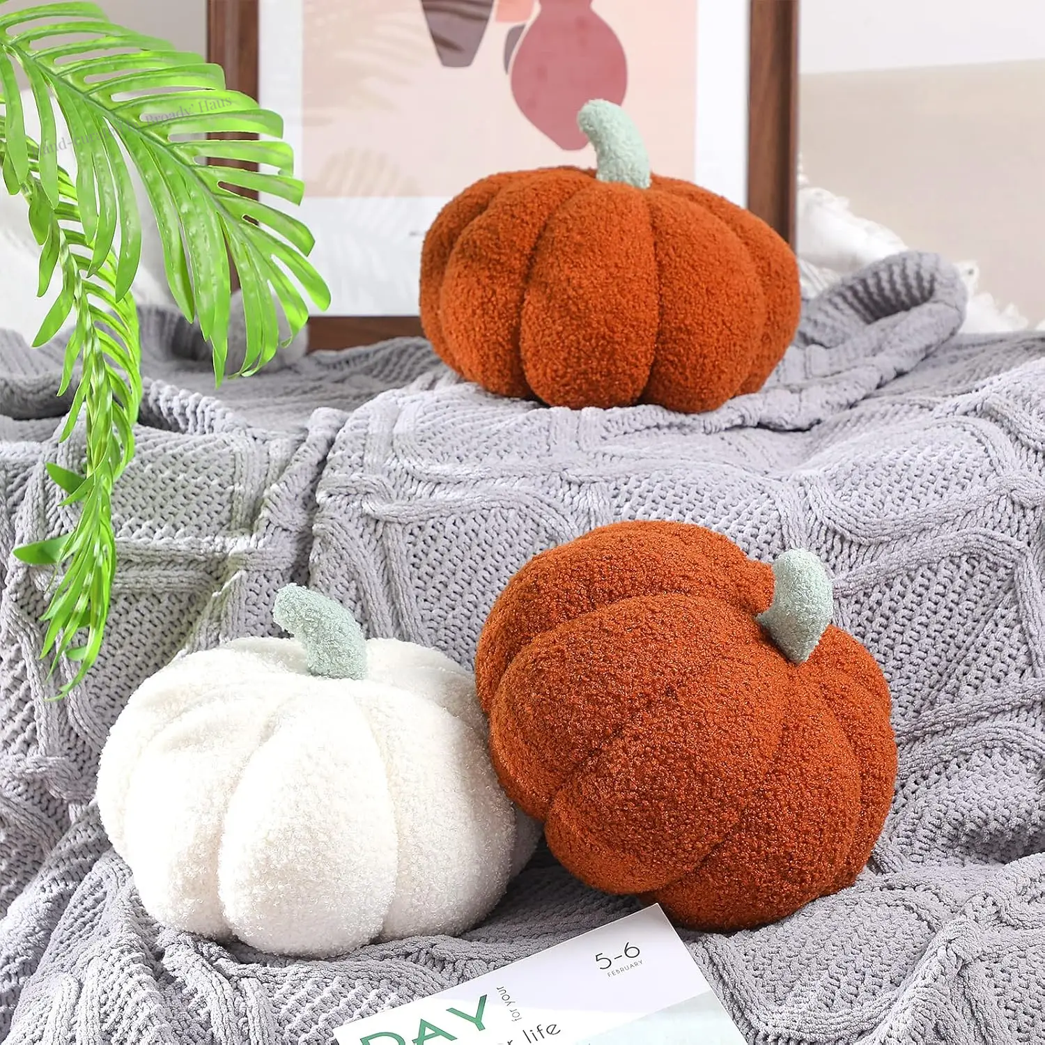 2-Piece 3D Plush Pumpkin Pillows 