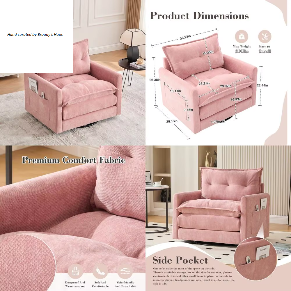 Contemporary Chenille Swivel Chair