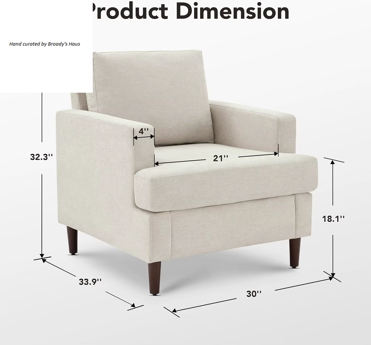 Mid-Century Modern Linen Fabric Armchair 