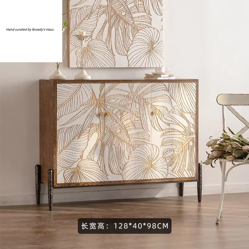 3-Door Carved Modern Solid Wood Sideboard