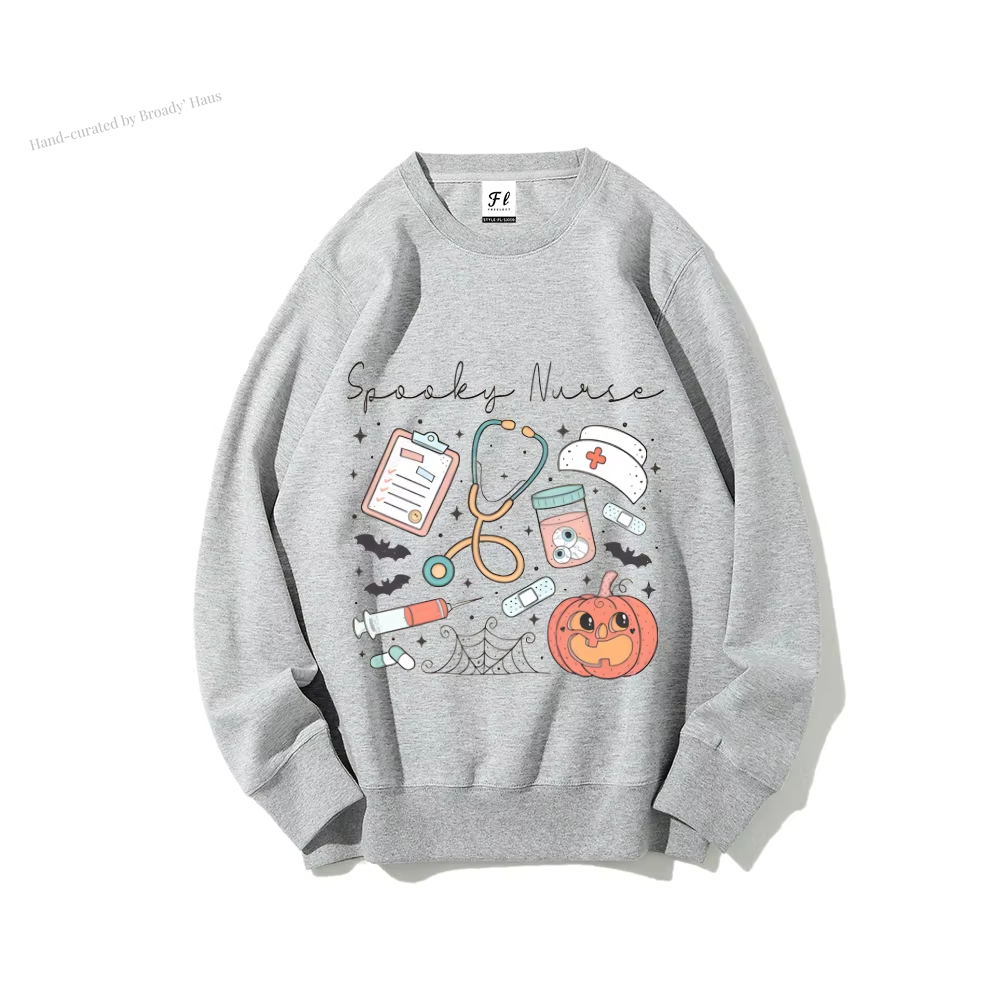 Halloween Themed Graphic Sweatshirt - Spooky Nurse