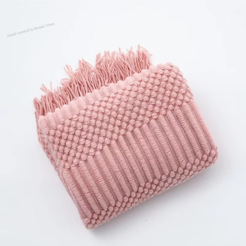 Nordic Knitted Throw Blankets w/Tassels 