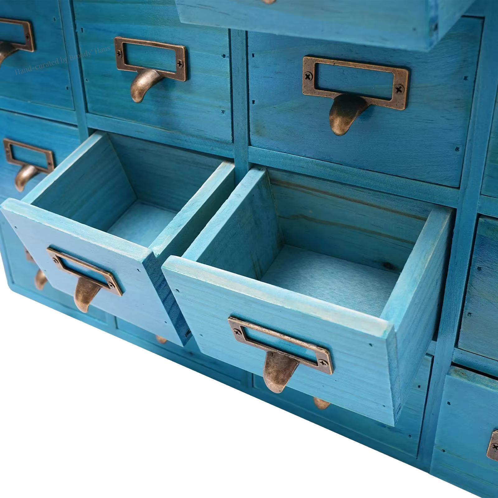 16-Drawer Wood & Metal Desktop Apothecary Storage Chest