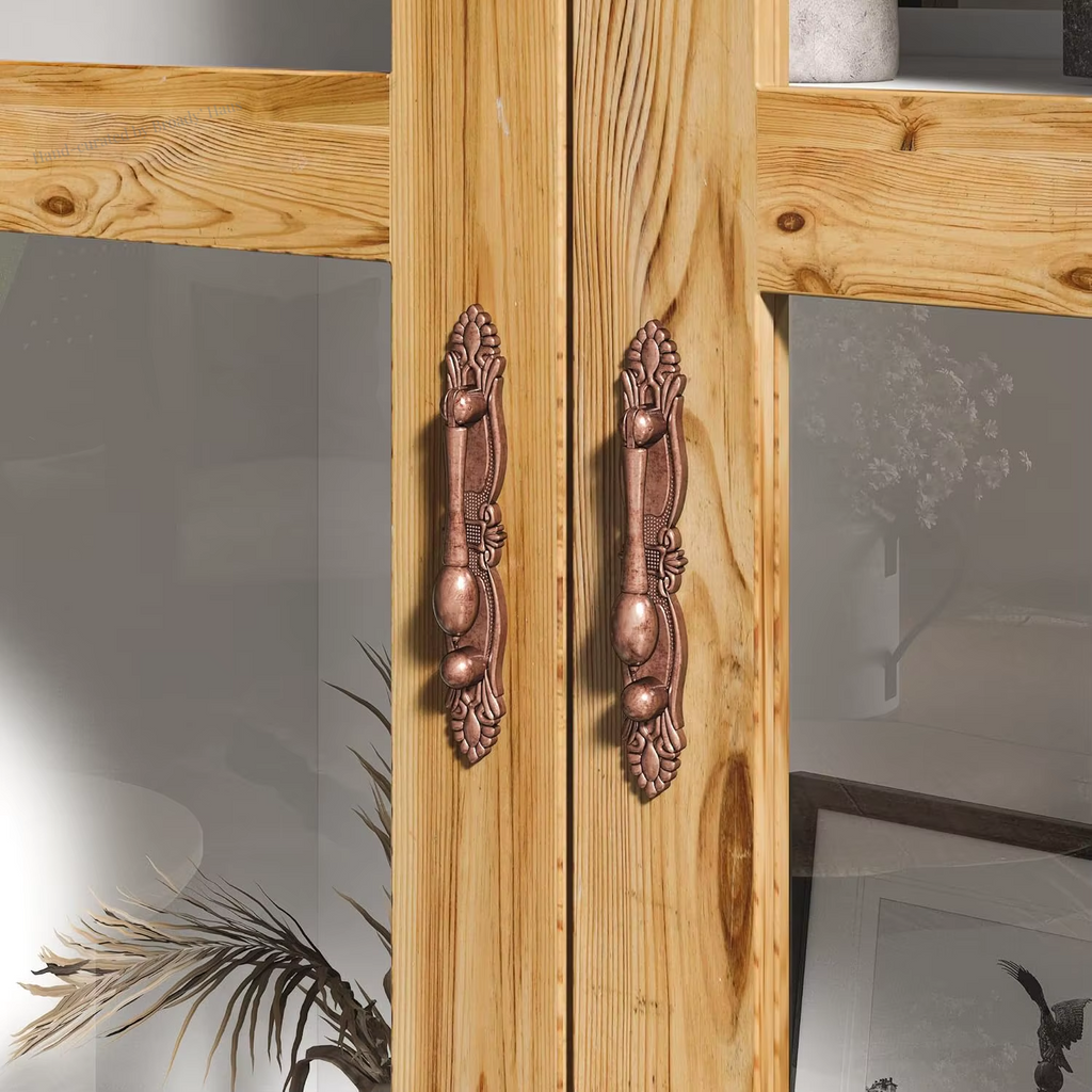 3-Tier Vintage Inspired Carved Door Storage Cabinet