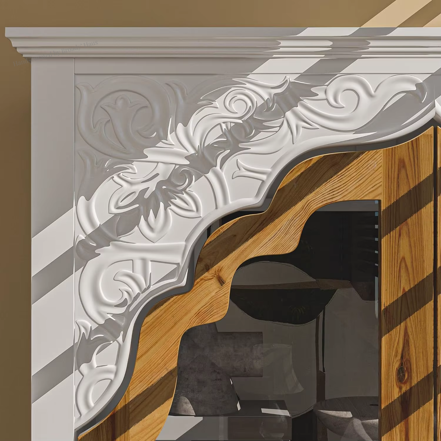 3-Tier Vintage Inspired Carved Door Storage Cabinet