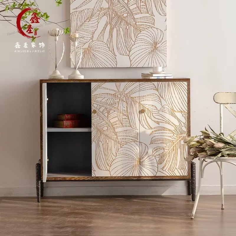 3-Door Carved Modern Solid Wood Sideboard